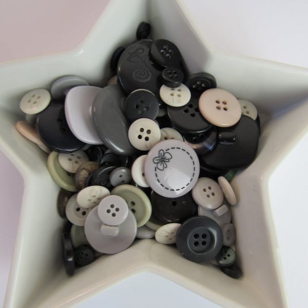 50g Mixed Winter Black Grey Craft Buttons