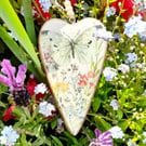 Small Butterfly Wooden Heart FREE POSTAGE 