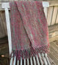 Hand woven art yarn scarf in green and purple - Image 2