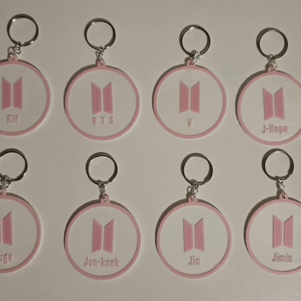 BTS Keychain Set 3D Printed K-Pop Key Rings