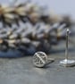 Fine silver leaf textured dot earrings - Image 2