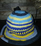 Crochet Summer Bucket Hat - Blue Yellow - Image 4