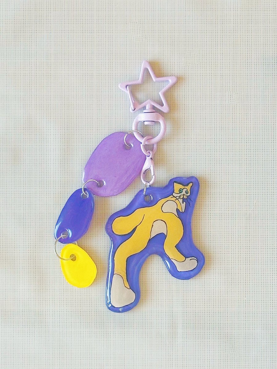 Full Energy Cat Keyring – Handmade Original Cat Charm