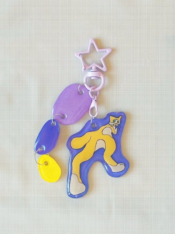 Full Energy Cat Keyring – Handmade Original Cat Charm