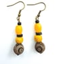 Yellow Brown and Black Beaded Boho Style Drop Dangle Earrings - Image 2