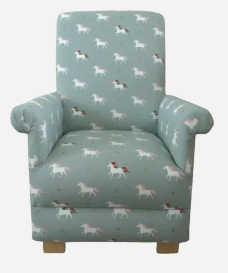 Kids Chair Sophie Allport Unicorn Fabric Girls Armchair Grey Pink Bedroom Seat