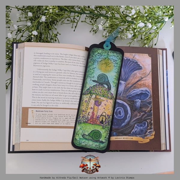 Magical Toadstool themed handcrafted Bookmark