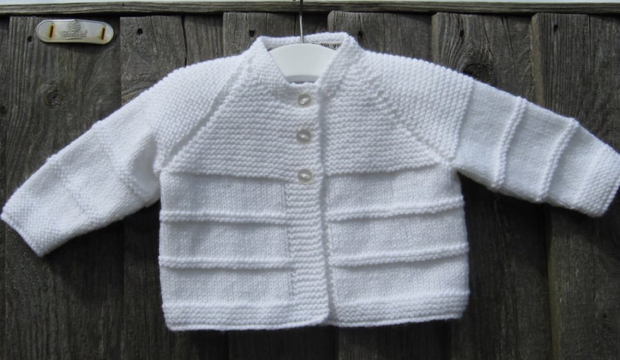 Baby cardigan white soft knit 0-3 months 