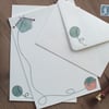 Illustrated letter paper and envelopes with original knitting design