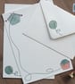 Illustrated letter paper and envelopes with original knitting design