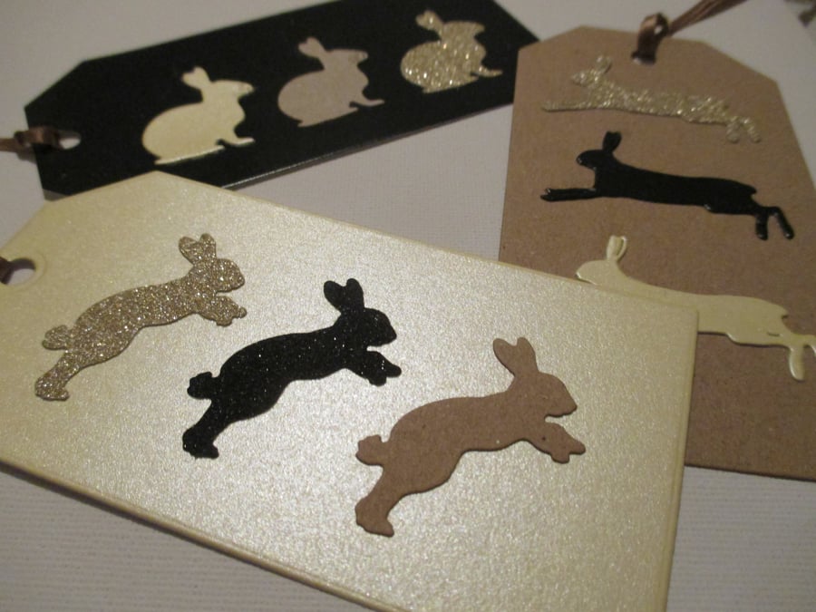 3x Bunny Rabbit Gift Tags ideal for Christmas or birthday presents