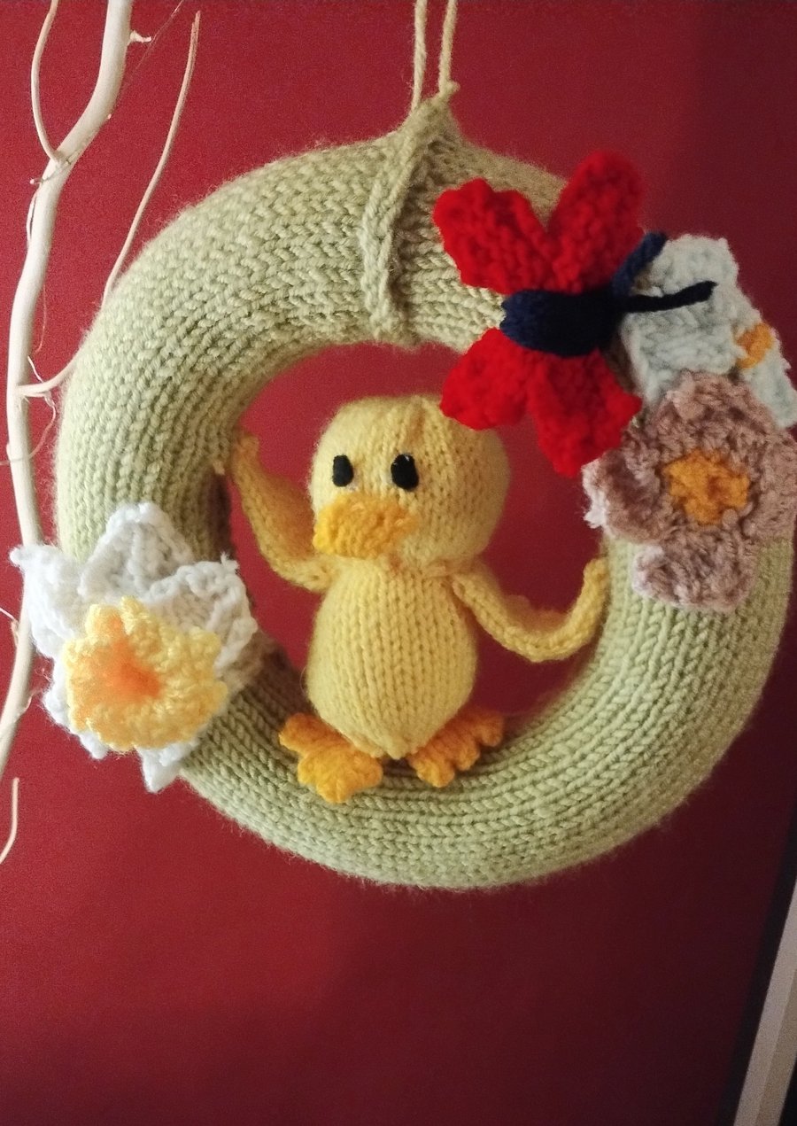 Hand knitted Easter wreath Folksy