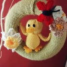 Hand knitted Easter wreath