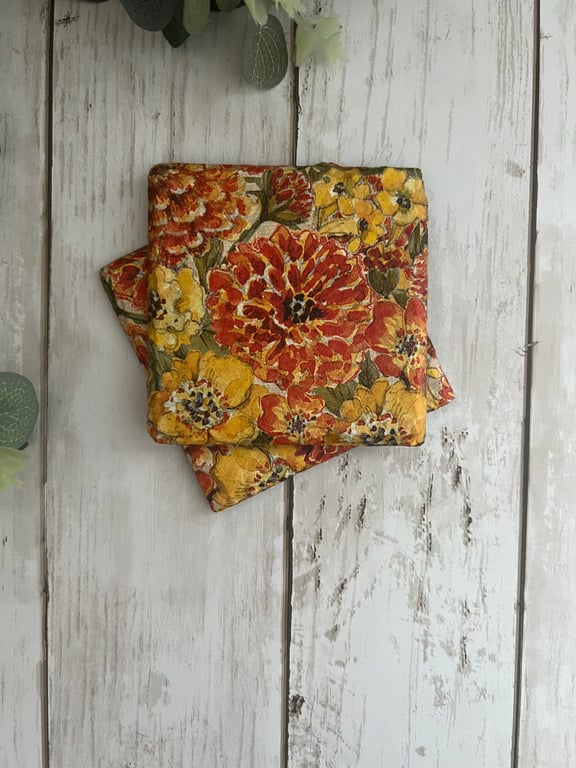 Slate Coasters Set of 2: Decoupage Autumnal Orange & Yellow Florals, Home Decor