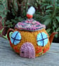  Country cottage tea cosy - hand embroidered - for one or two cup teapot - Image 1