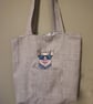 Tote Bag, Grey colour with Pig embroidery