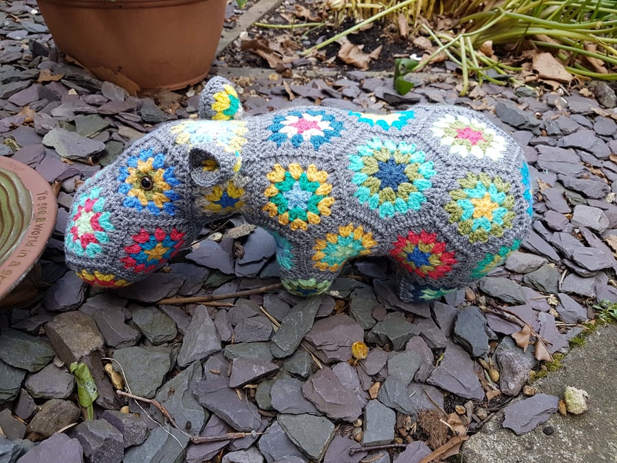 Crochet Hippo stuffed animal toy