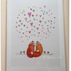 Fox Foxy Couple with hearts is an A4 Giclee Print  by Jo Roper Art