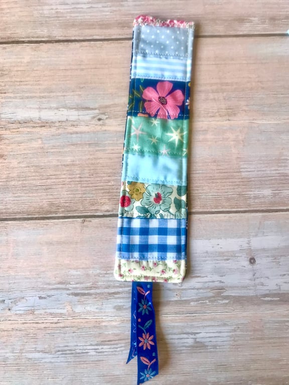 Patchwork Bookmark with Vintage Ribbon