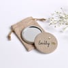 Personalised pocket mirror, personalised handbag mirror, embroidered mirror