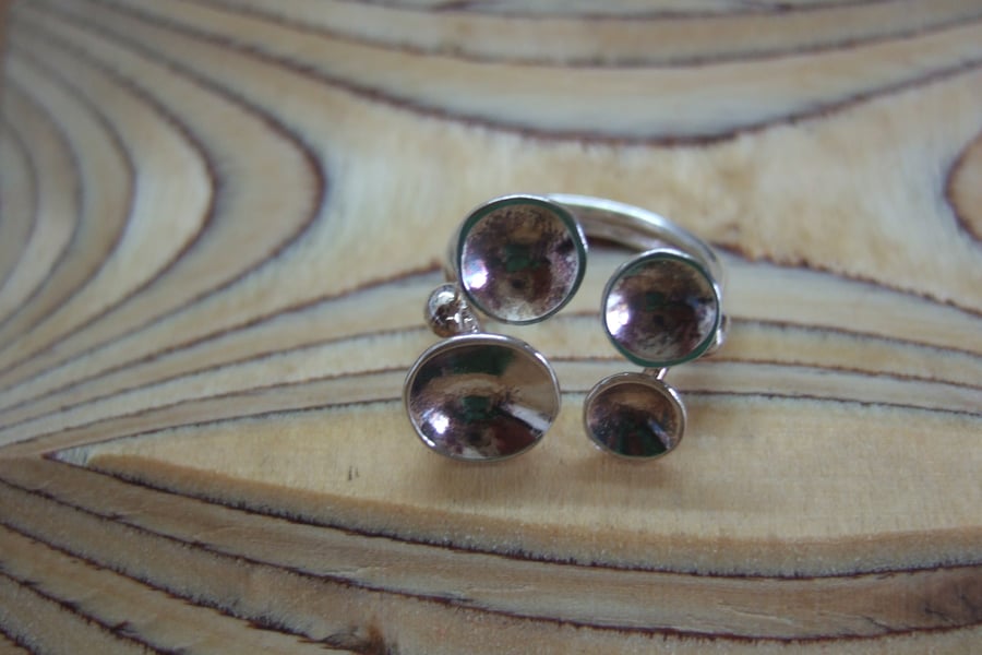 Sterling Silver open set 4 Domed Ring