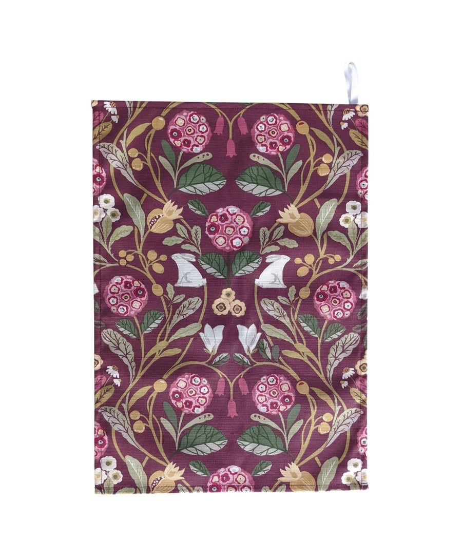 Purple Rabbit Tea Towel