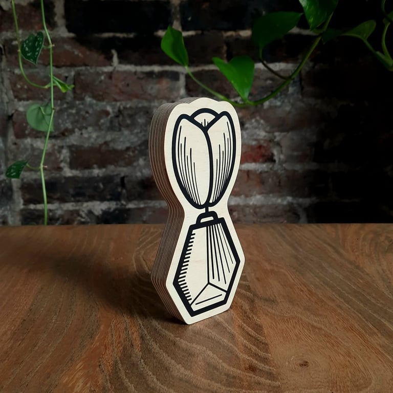 Black Tulip Love You Flower Ornament Handmade Wooden  