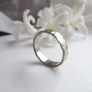 Rustic wedding band - textured sterling silver ring for men and women 5mm wide, 