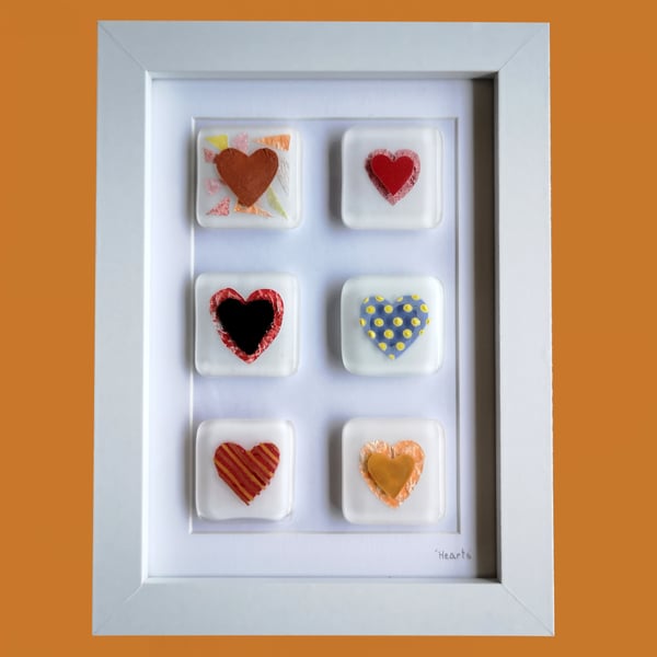 Handmade Fused Glass 'Hearts' Picture