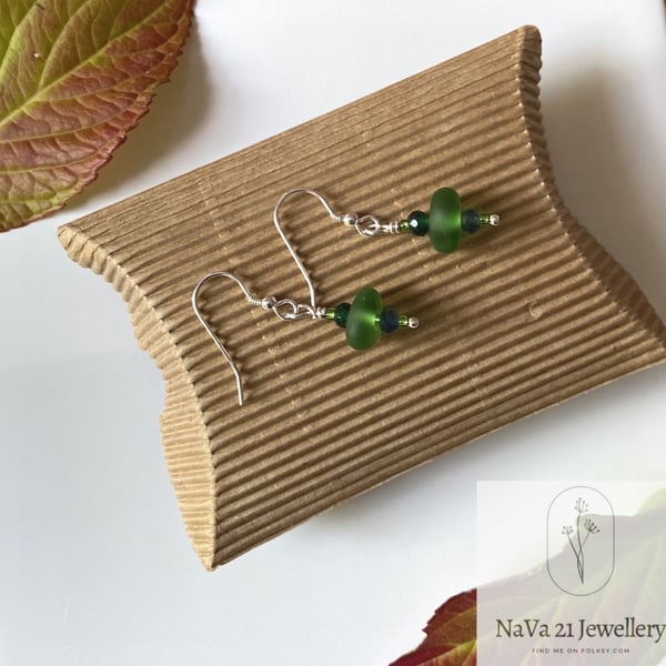 SOLD—Green Seaglass Earrings Ref-SGG161021