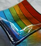 Rainbow coloured square fused glass dish - Image 2