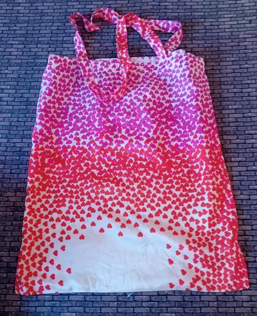 Vintage headscarf -  Shopping or Tote Bag - Coloured Hearts