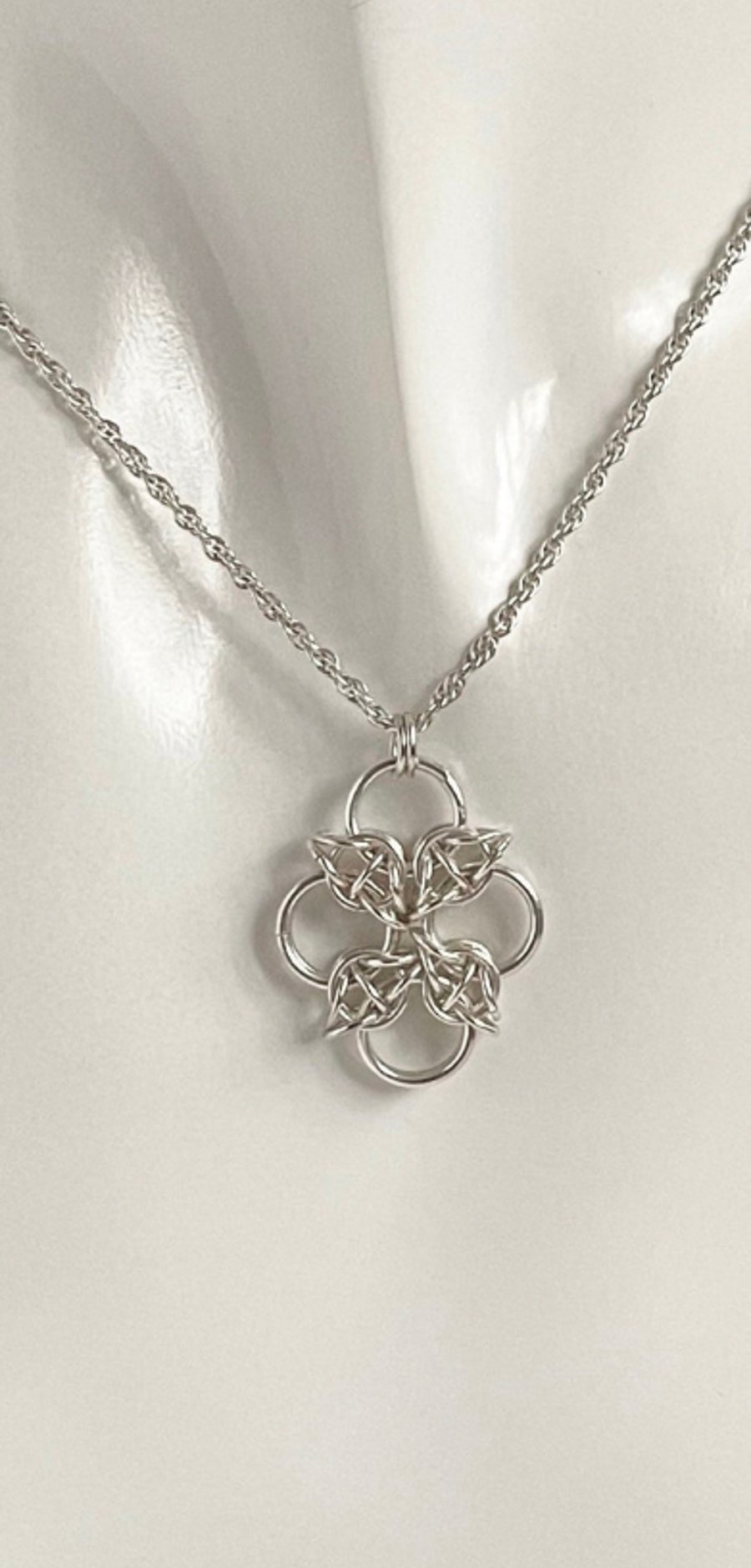 Celtic Cross Sterling Silver Chainmaille Pendant