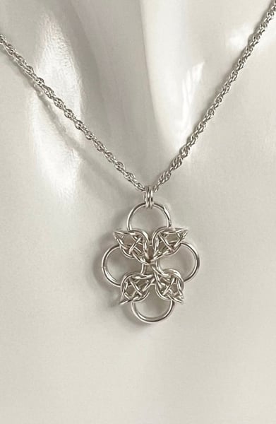 Celtic Cross Sterling Silver Chainmaille Pendant