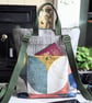 Backpack - Geometric Print Oilcloth Medium Backpack with Olive Green Straps - Image 2