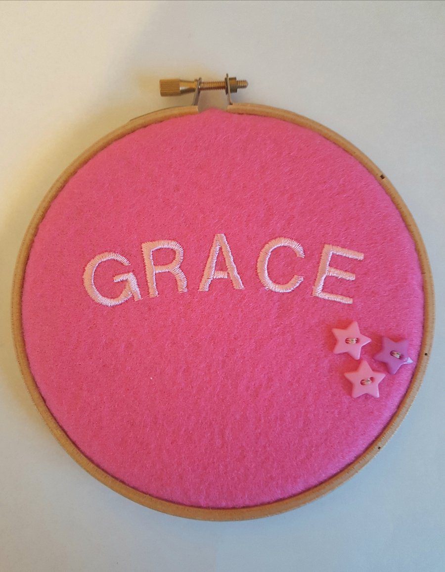 Personalised Embroidered Hoop Decoration