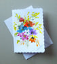 hand painted floral greetings card ( ref FA 318  A3 )