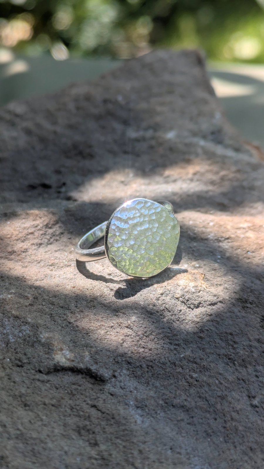 Hammered moon ring 