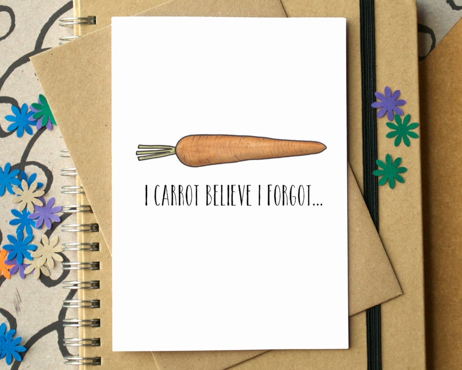 Funny Carrot Belated Birthday Card