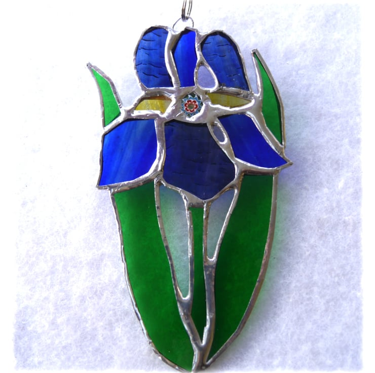 Iris Suncatcher Stained Glass Blue Purple Flowe... Folksy