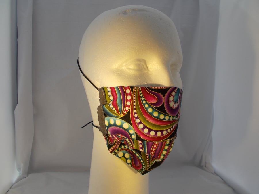 Adult Fabric Face Covering - Swirls Bright