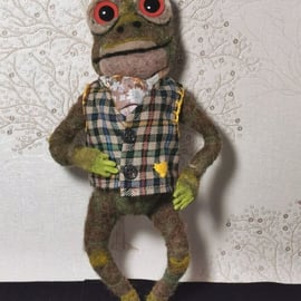 Needle felted character toad Mr Tobias bespoke design by neyeli