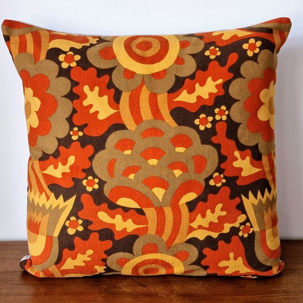 Handmade cushion cover vintage 1960s "Fanfare" Juliet Glynn Smith Parkertex