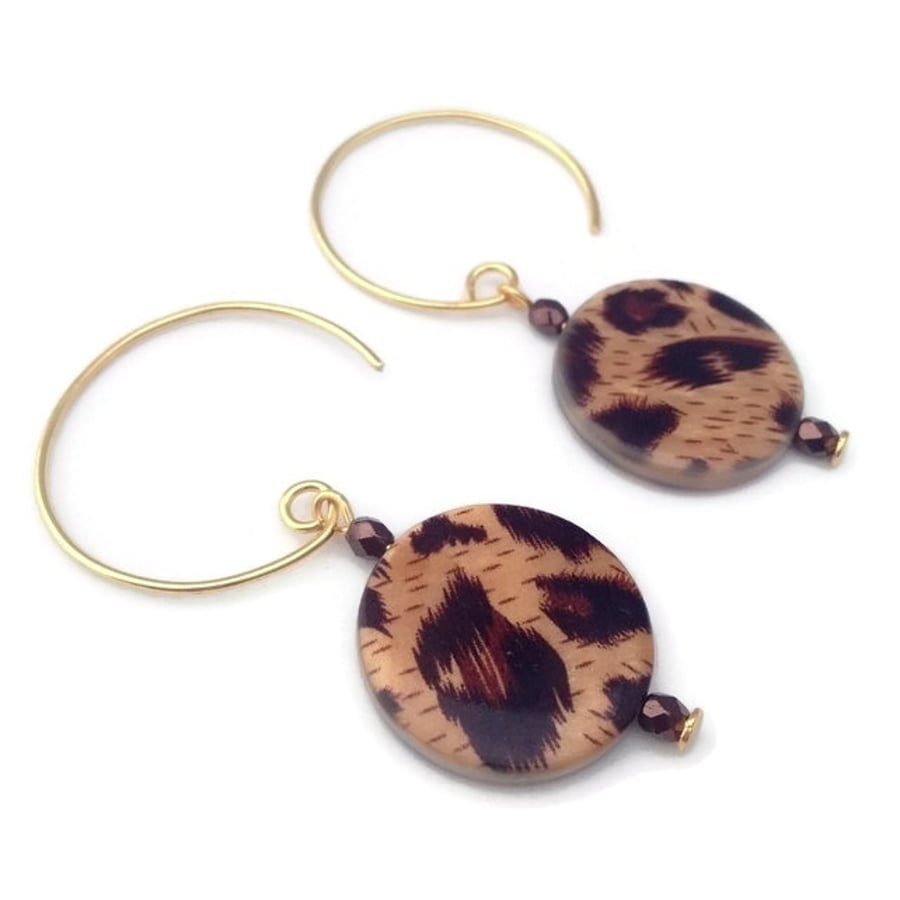 Brown Shell Coin Earrings