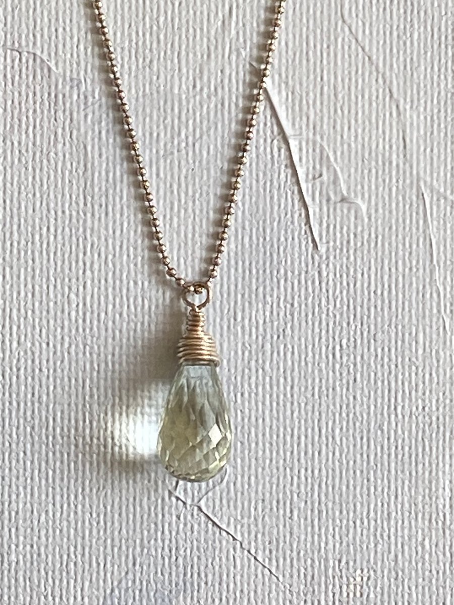 Green Amethyst Teardrop Briolette pendant