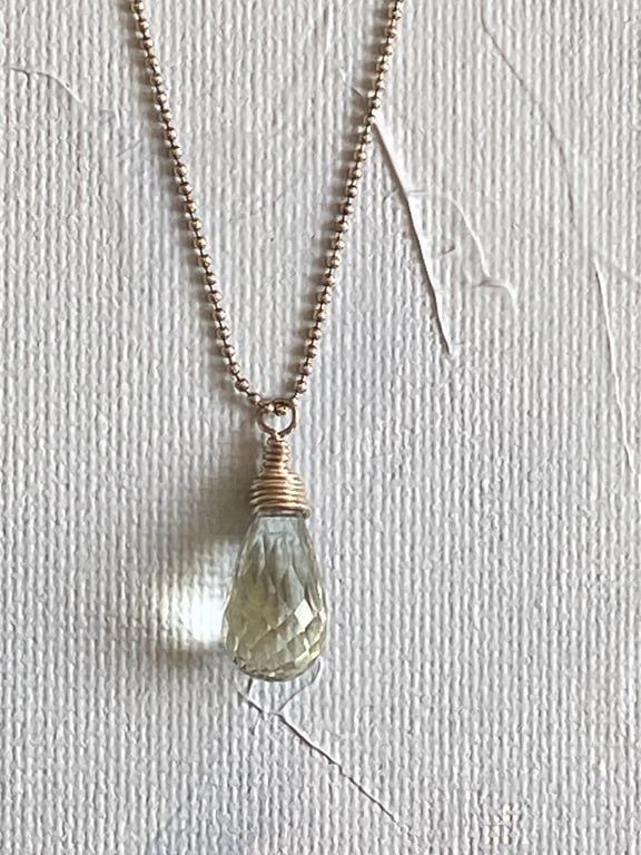 Green Amethyst Teardrop Briolette pendant