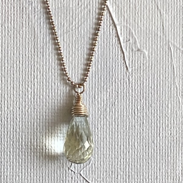 Green Amethyst Teardrop Briolette pendant