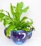 Moon & Stars Teapot Plant Pot - Hand-Painted Blue Ceramic - Image 3
