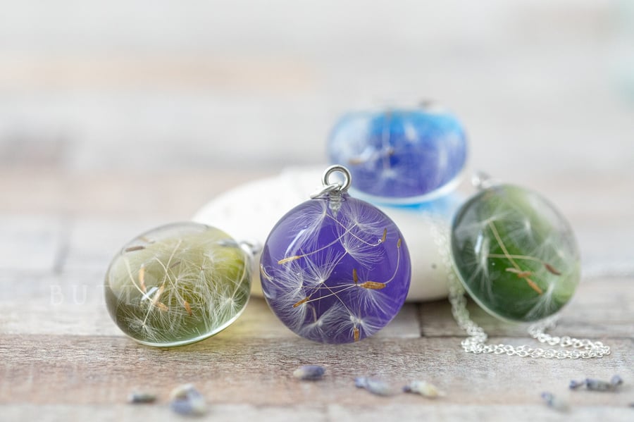 Dandelion Wish Necklace Jewel Pebble Dandelion Necklace Dandelion Pebble Dandeli