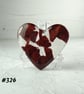 Red fused glass heart pocket hug with stand 5x4.5cm, handcrafted (326)